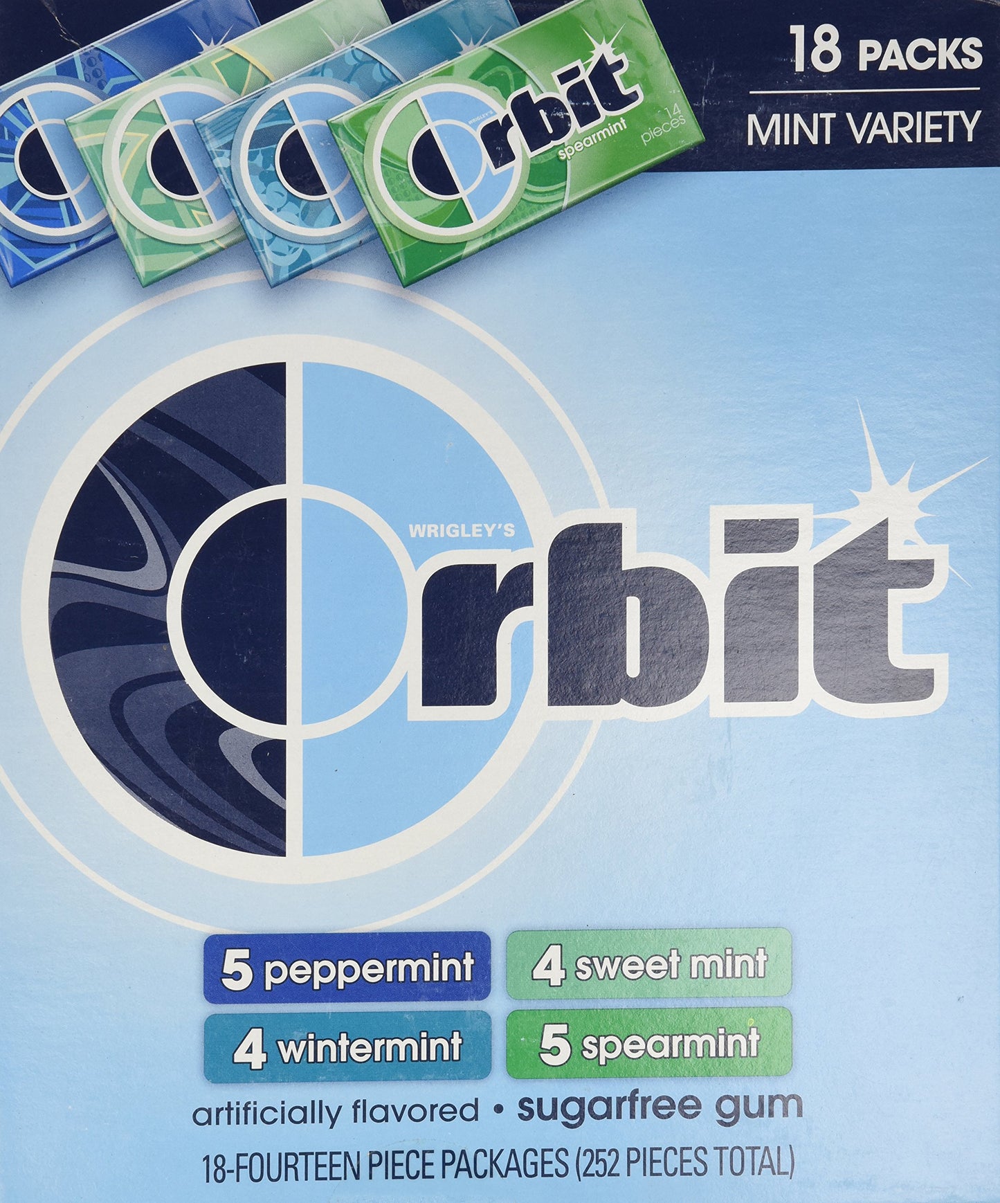 Orbit Sugar-Free Gum Mint Variety Pack, 18 Pk./14 Ct., 18Count