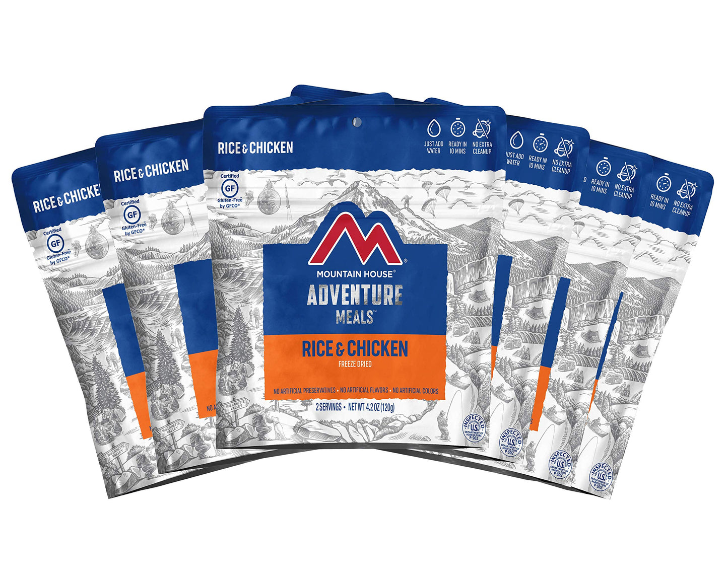 Mountain House Gluten-Free Rice & Chicken Freeze-Dried Food For Camping, 12 Servings, 30-Year Shelf-Life