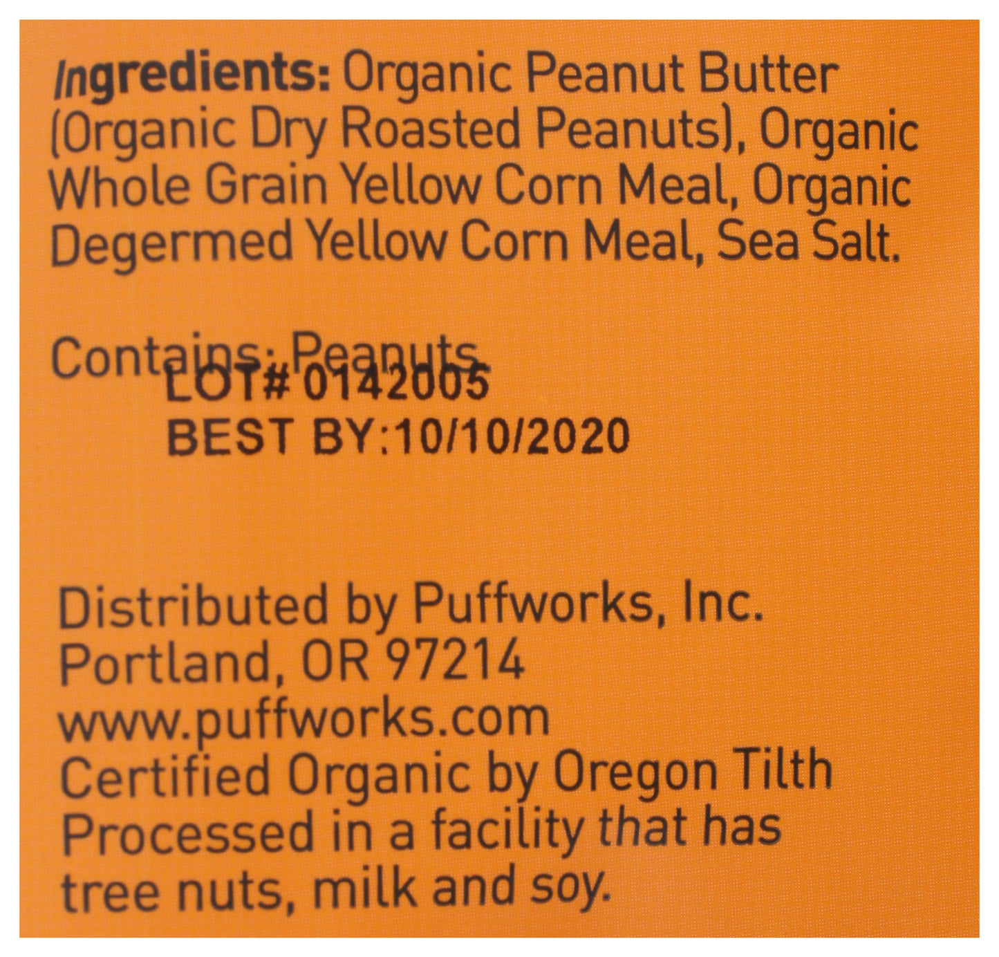 Puffworks Organic Original Peanut Butter Puffs 3.5 Oz