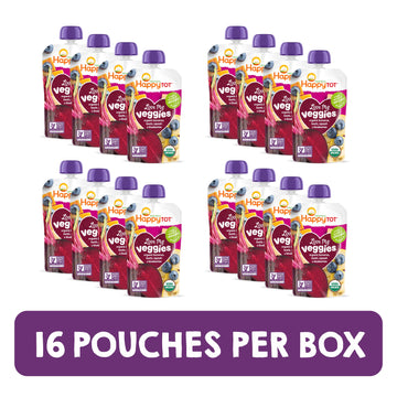 Happy Tot Organics Stage 4 Baby Food Pouches, Gluten Free, Vegan Snack, Love My Veggies, Fruit & Veggie Puree, Banana, Beet, Squ