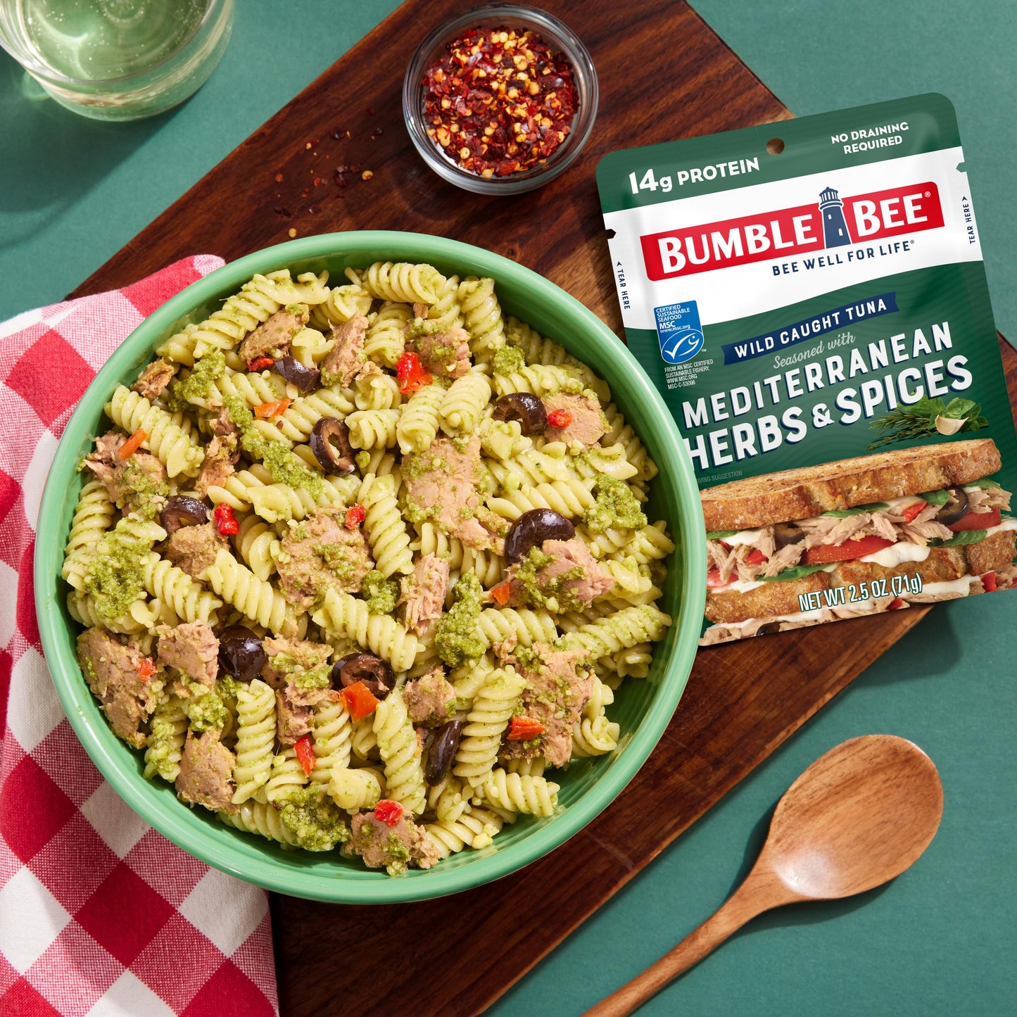 Bumble Bee Mediterranean Herbs & Spices Tuna, 2.5 Oz Pouches (Pack Of 12) - Ready To Eat - Wild Caught - 16G Protein Per Serving - No Draining Required