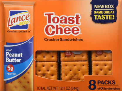 Lance Cracker Sandwiches On-The-Go Packs - Toast Chee with Peanut Butter - 1.5 oz - 8 Count
