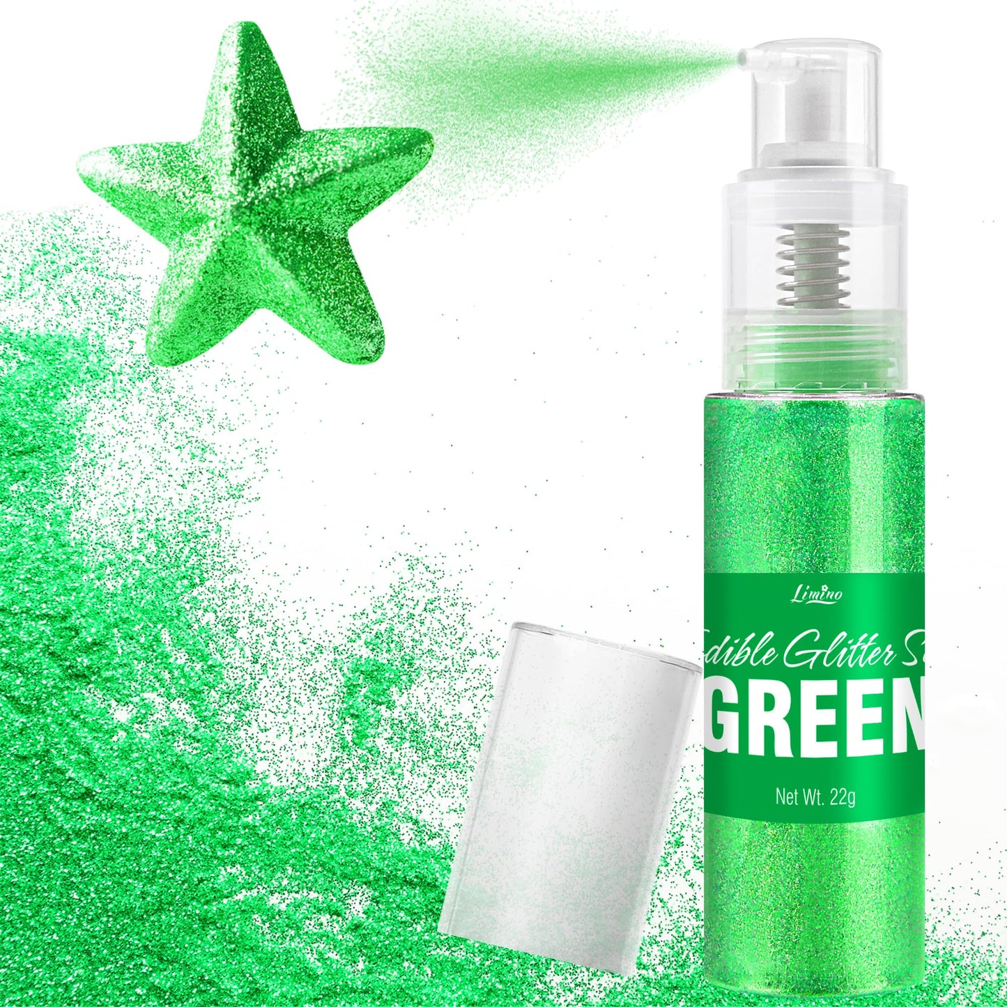 Limino Edible Glitter Spray - 22g Metallic Luster Dust for Baking, Cake Decorating & Drinks - Green