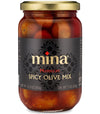Mina Spicy Olive Mix, 12.5 Oz – Premium Handpicked Moroccan Olives With Red Chili Pepper Harissa, Keto Friendly Spicy Olives, Low Carb, Vegan, Gluten Free Healthy Snacks