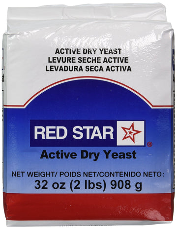 Red Star Active Dry Yeast, 2 lb Pouch, Ideal for Baking, White Blue and Red Packaging, High-Quality Yeast for Home Bakers