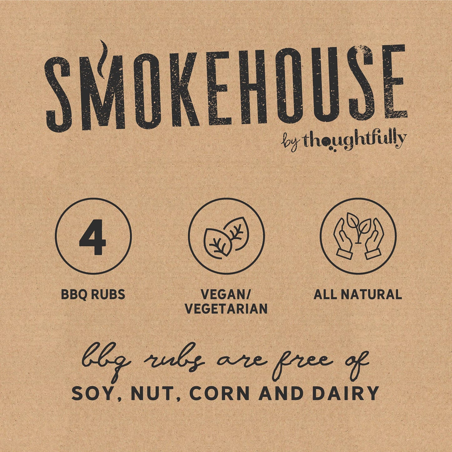 Smokehouse Gift Set By Thoughtfully, Vegan And Vegetarian Barbecue Rubs, Flavors Include Cajun, Caribbean, Memphis And Southwest, Set Of 4