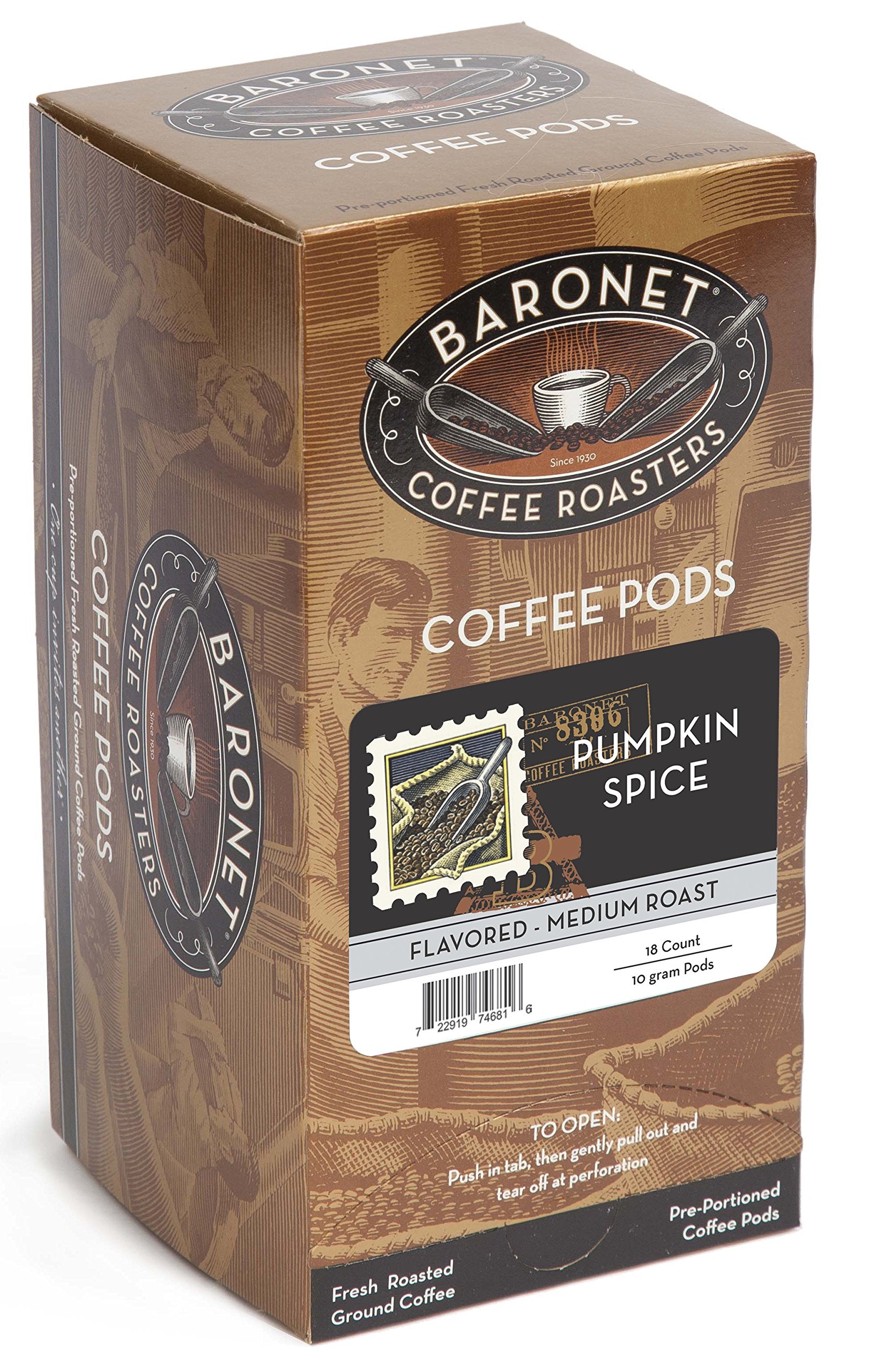 Baronet Coffee Pods Pumpkin Spice Latte - 54 Count Single Serve Medium Roast