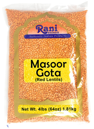 Rani Masoor Gota (Football) Indian Red Lentils Skinless 64Oz (4Lbs) 1.81Kg Bulk ~ All Natural | Gluten Friendly | Non-Gmo | Vega