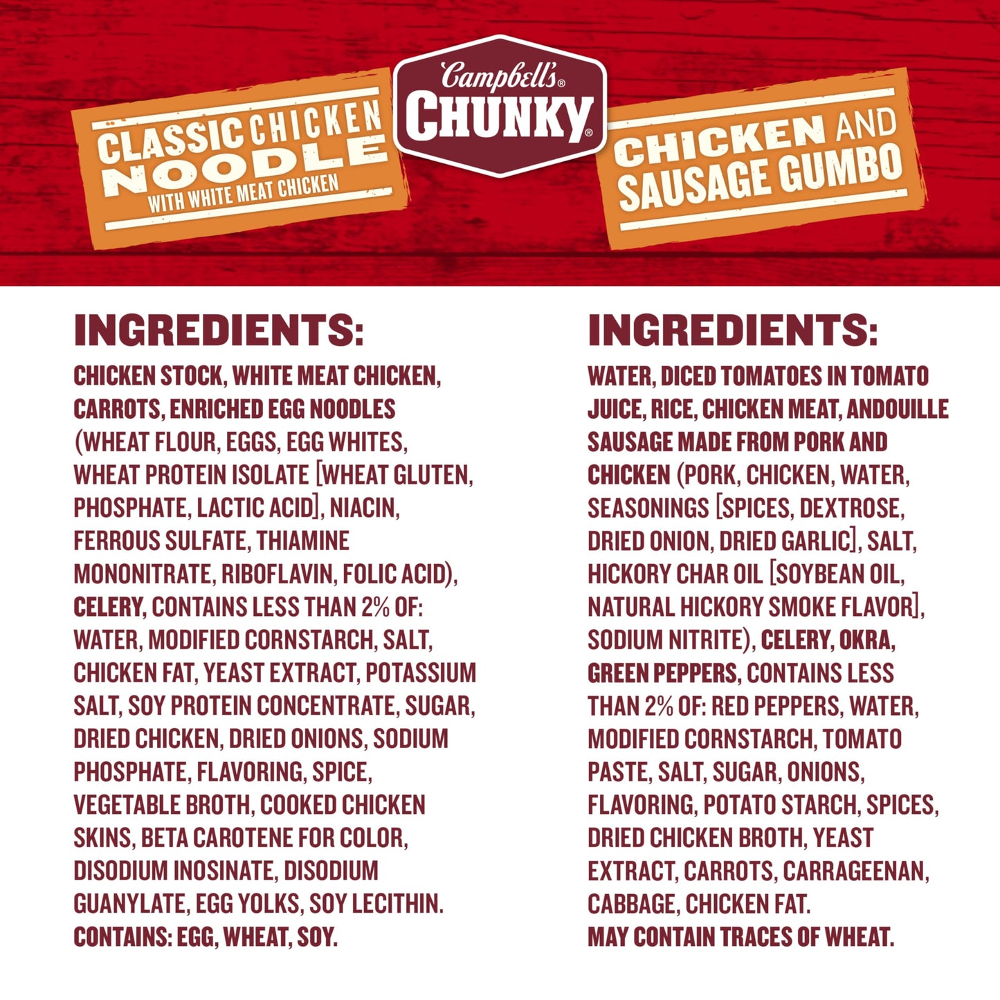 Campbell’s Chunky Soup Classic Chicken Noodle & Chicken Sausage Gumbo, 18.7 Oz (Pack of 6)