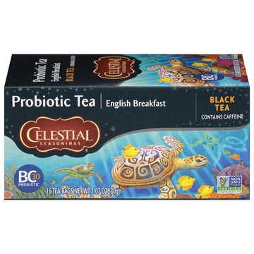 Celestial Seasonings Black Tea, Probiotic Tea, English Breakfast, 16 Count (Pack Of 6) (Packaging May Vary)
