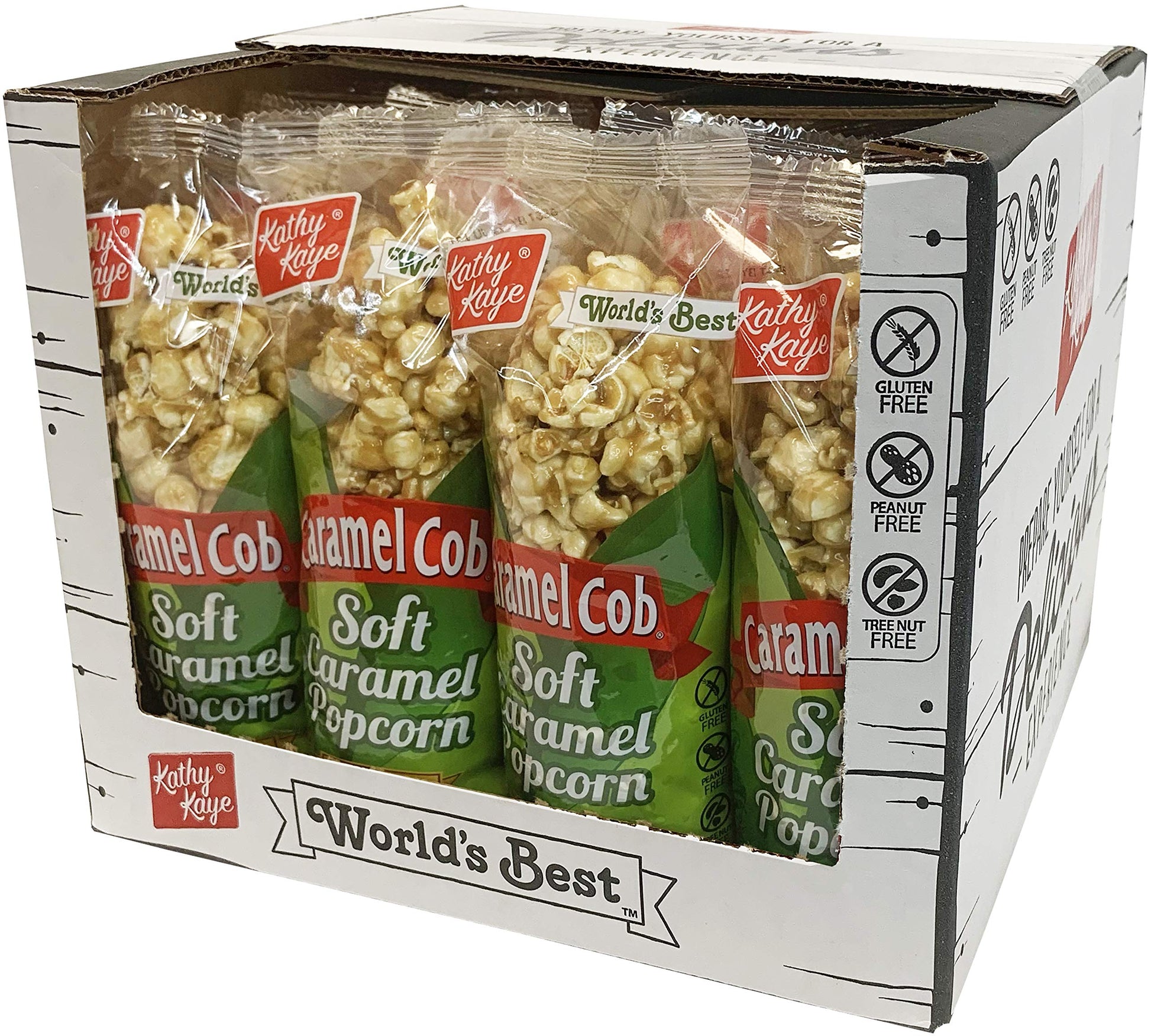 Caramel Cob Soft Caramel Popcorn - 16 Individually Wrapped 2.5 oz Bars - Gluten-Free, Peanut & Tree Nut-Free - Microwaveable for