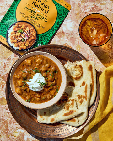 Maya Kaimal Organic Indian Madras Potato Curry | Microwaveable, Ready To Eat, Fully Cooked Potatoes, Sweet Potatoes & Chickpeas