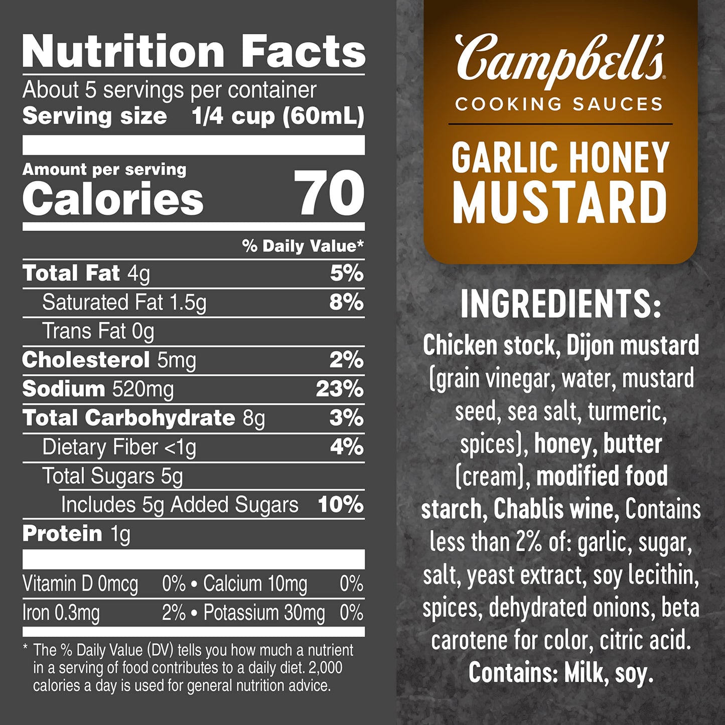 Campbells Cooking Sauces, Garlic Honey Mustard Sauce, 11 Oz Pouch