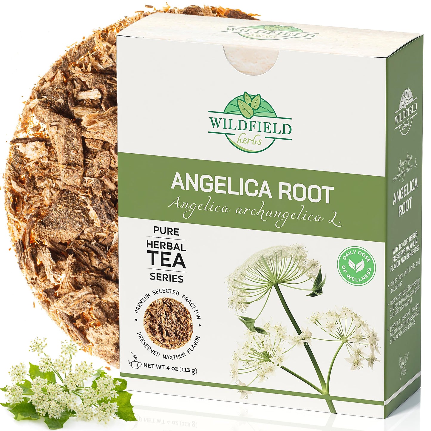 WILDFIELD HERBS Angelica Root Bulk Herb Tea - 4 oz (113g) Herbal Tea Raiz De Angelica