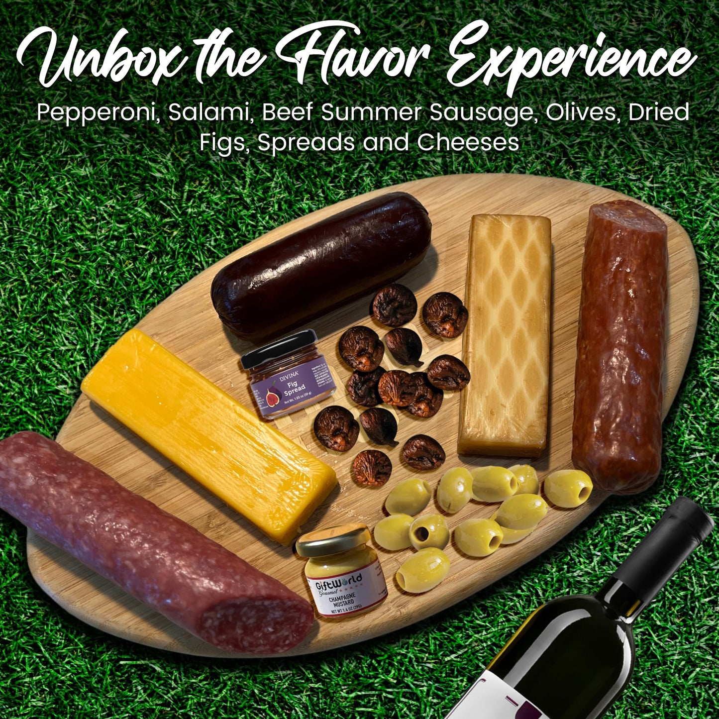 GiftWorld Deluxe Charcuterie Gift Basket - 10-item Bundle with Salami, Summer Sausage, Meat and Cheese for All Occasions