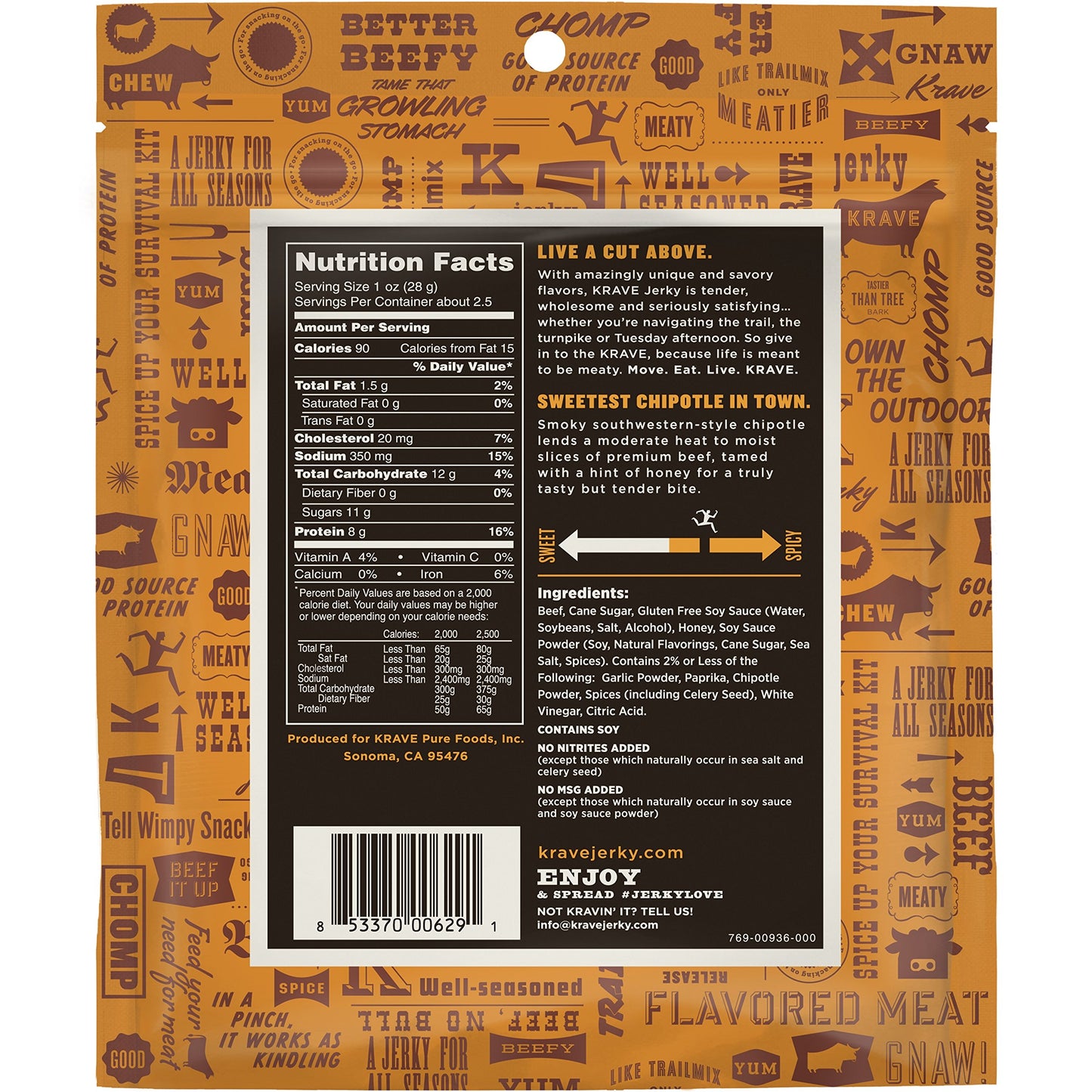 Krave Beef Jerky, Sweet Chipotle, 2.7 Ounce