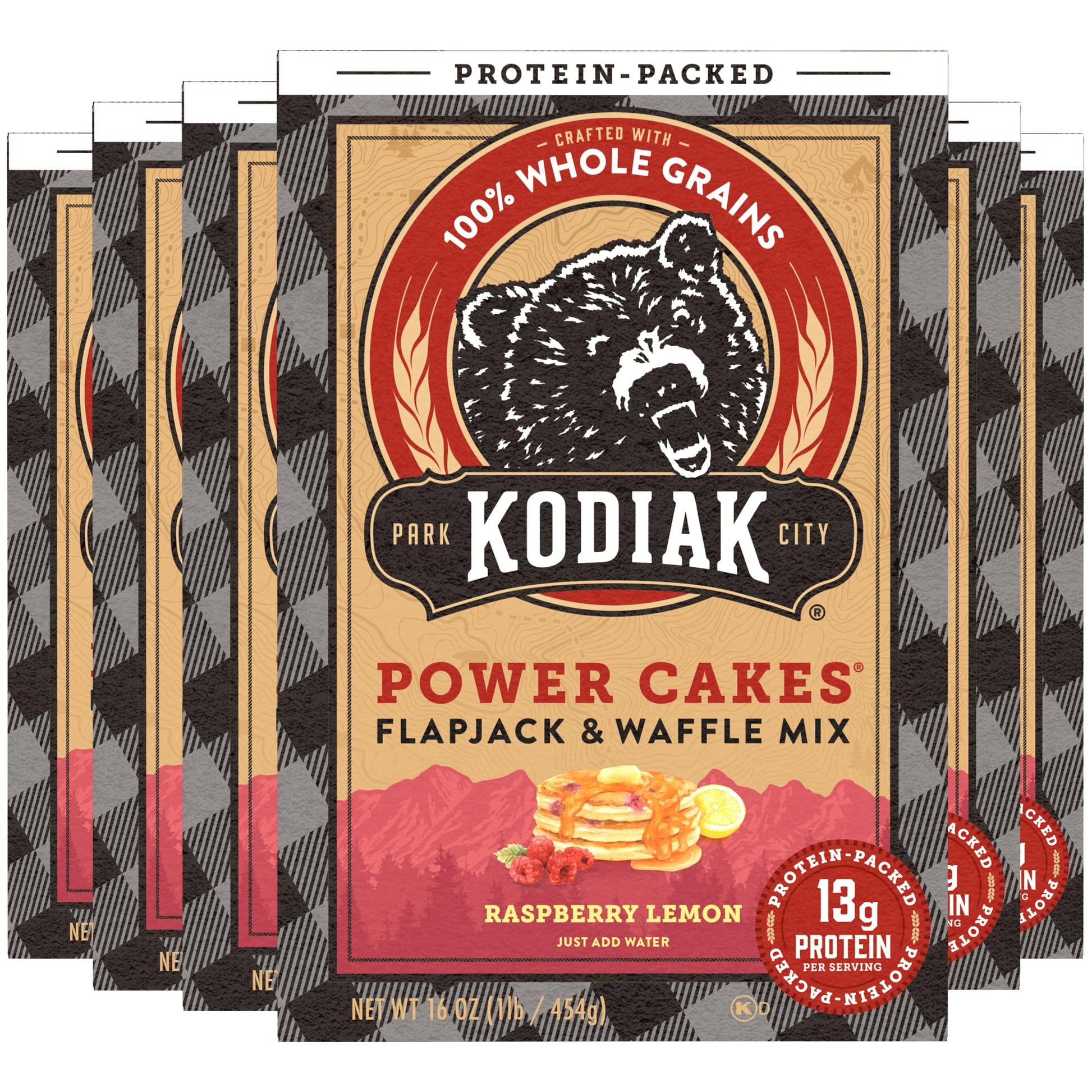 Kodiak Cakes Power Cakes, Pancake & Waffle Mix, Raspberry Lemon, High Protein,100% Whole Grains (Pack of 6)