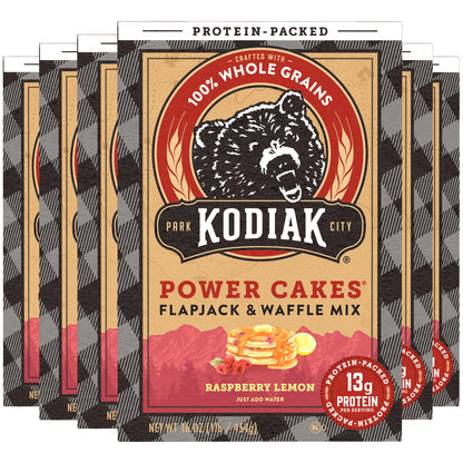 Kodiak Cakes Power Cakes, Pancake & Waffle Mix, Raspberry Lemon, High Protein,100% Whole Grains (Pack of 6)