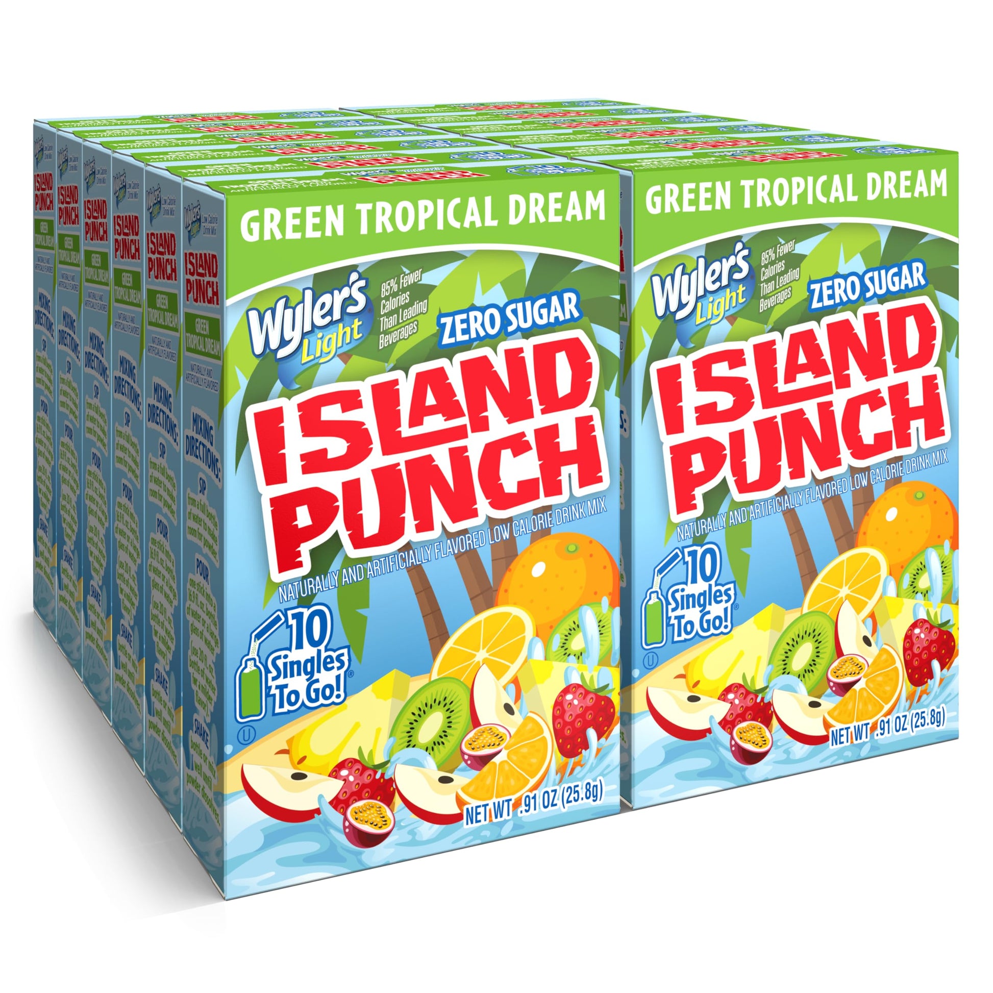 Wylers Light Island Punch, Green Tropical Dream, 10 CT, 18.72 Ounce Pack