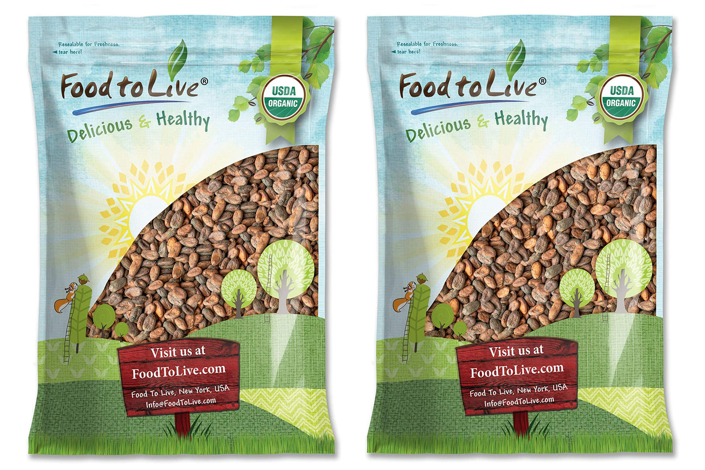 Food to Live Organic Cacao Beans, 14 Pounds - Non-GMO, Keto, Vegan, Dry, Bulk, Rich in Dietary Fiber, Copper, Manganese, Magnesi