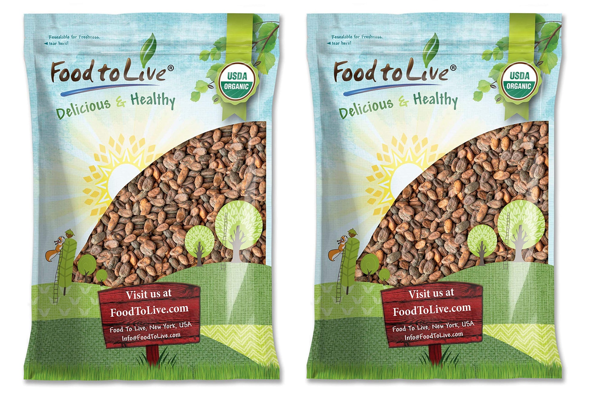 Food to Live Organic Cacao Beans, 14 Pounds - Non-GMO, Keto, Vegan, Dry, Bulk, Rich in Dietary Fiber, Copper, Manganese, Magnesi