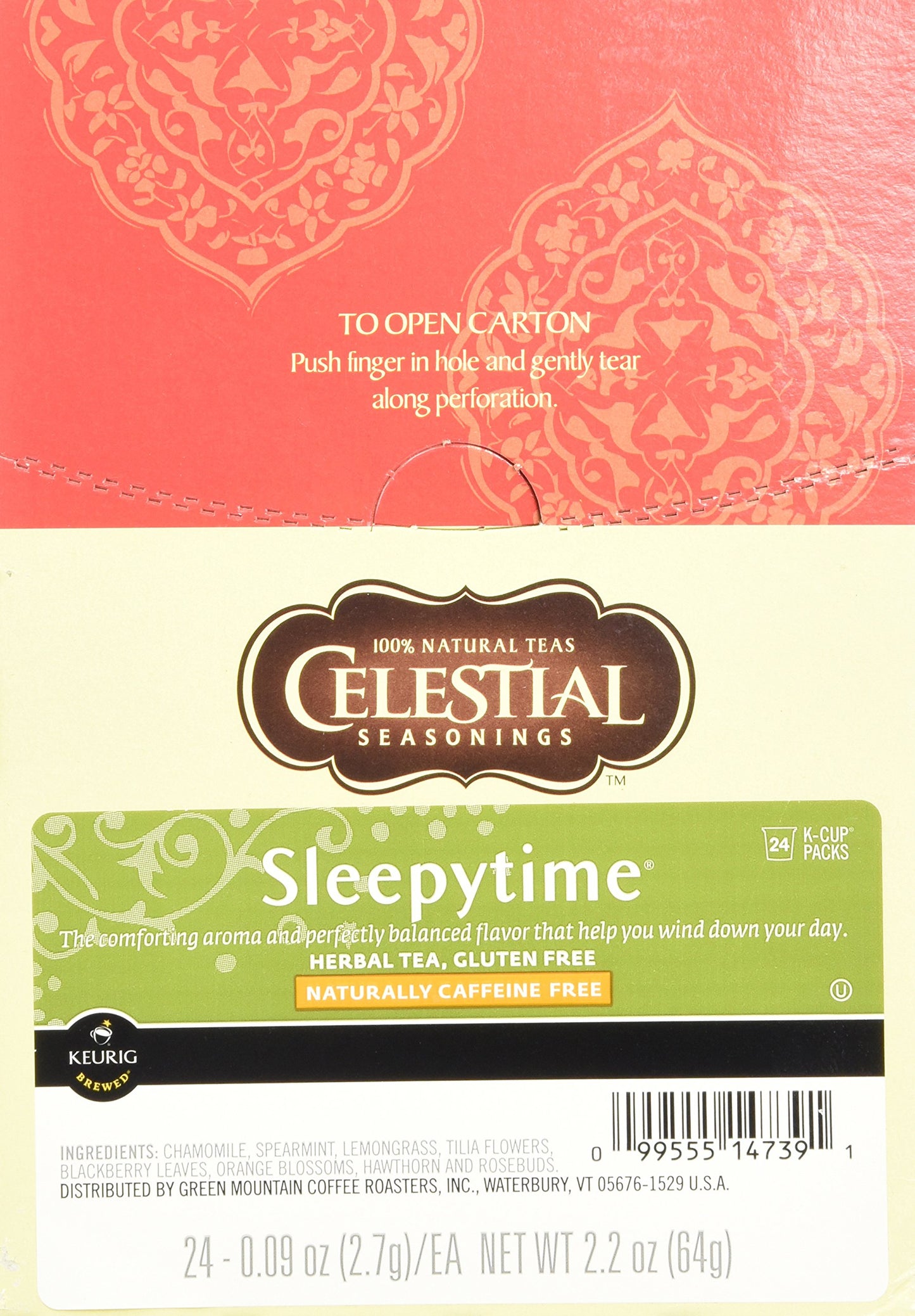 Celestial Seasonings Sleepytime Herbal Tea K-Cup Portion Pack, 96 Count, Compatible with Keurig malt-inspired