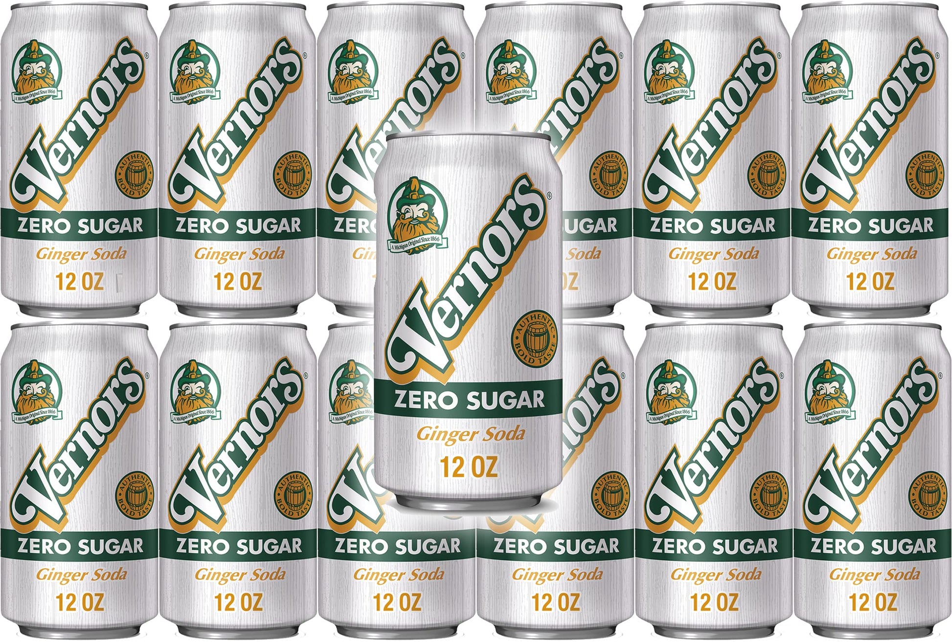 Vernors Ginger Ale Diet, 12 oz Can, Pack of 12, Golden Color