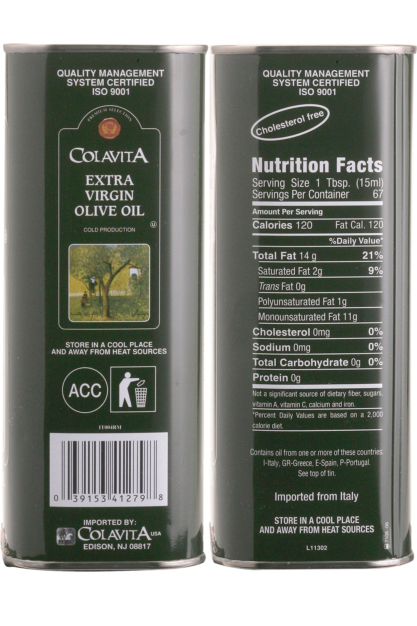 COLAVITA Extra Virgin Olive Oil Twin Pack - 34 Fl Oz Tin Each