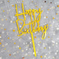 JIEEIN Happy Birthday Cake Topper - Mirror Gold Acrylic, Model NJ-0056