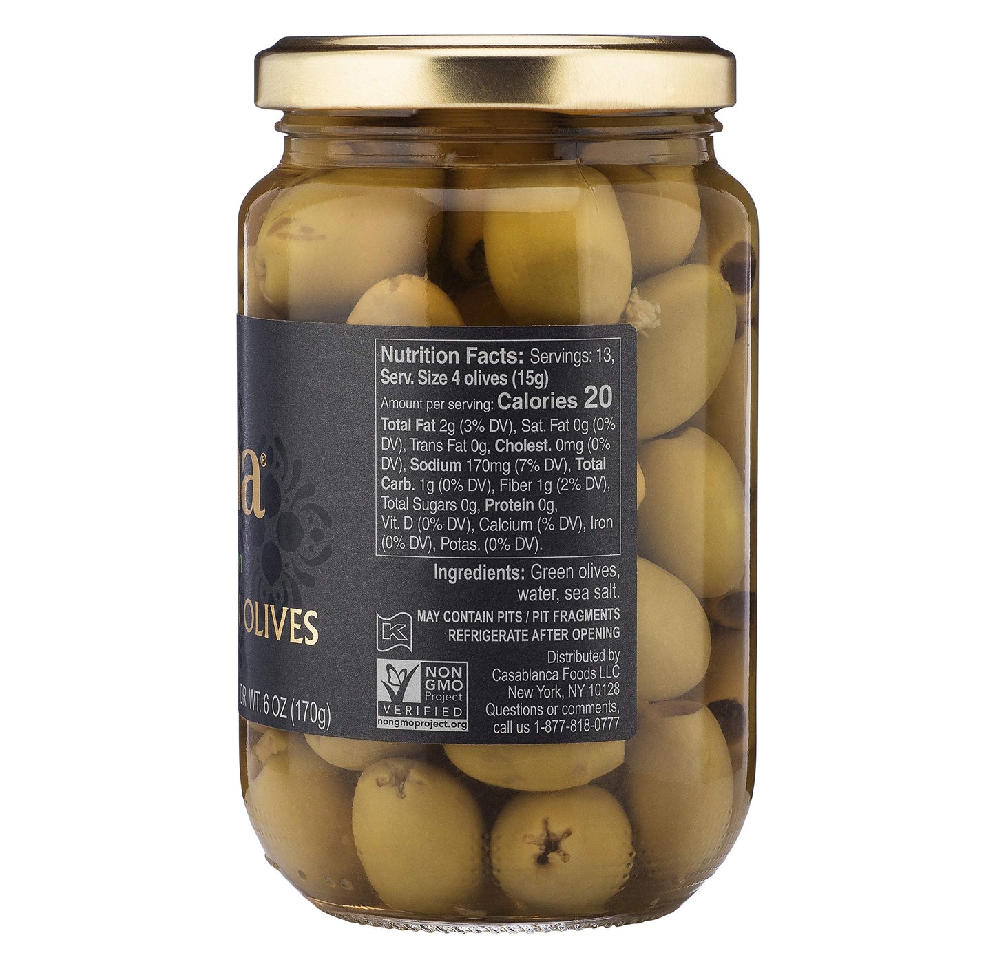Mina Pitted green Olives Premium Handpicked and Naturally cured - gluten Free Low carb Vegan - great Keto Snacks to go 12.5 oz