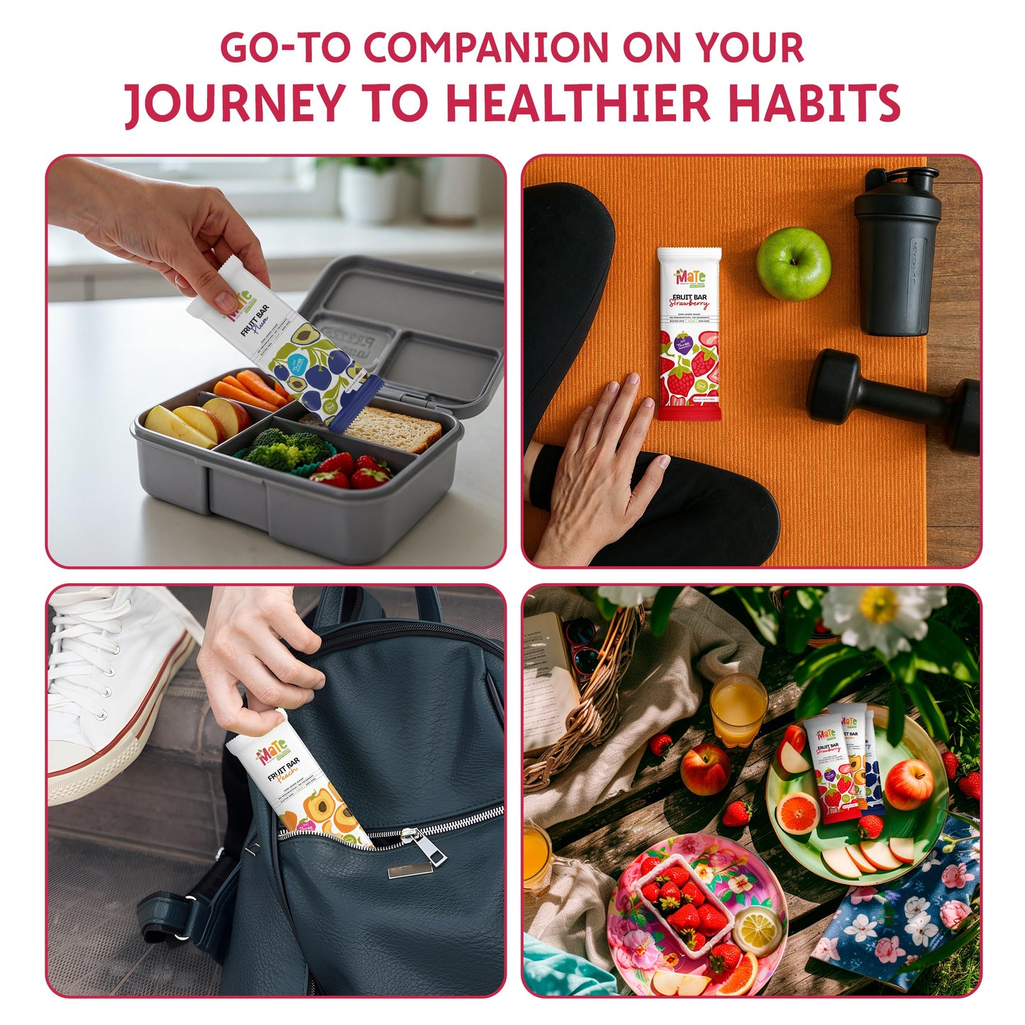 Mate Fruit Bars Variety Pack (40 Pack) - 100% Natural Real Fruit Snacks for Adults and Kids, Healthy Snacks Gluten-Free & Vegan