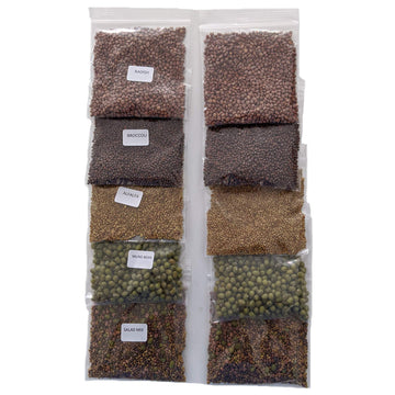 Variety Pack Sprouting Seeds Broccoli, Alfalfa, Radish, Mung Beans & Salad Mix For Sprouts And Microgreens. Non-Gmo. Pack Of 10