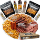 Beef Jerky Gift Basket for Men - Great Gift for Men, Dad - Includes Exotic Jerky Snacks, Alligator, Venison, Boar, Gourmet Nuts,