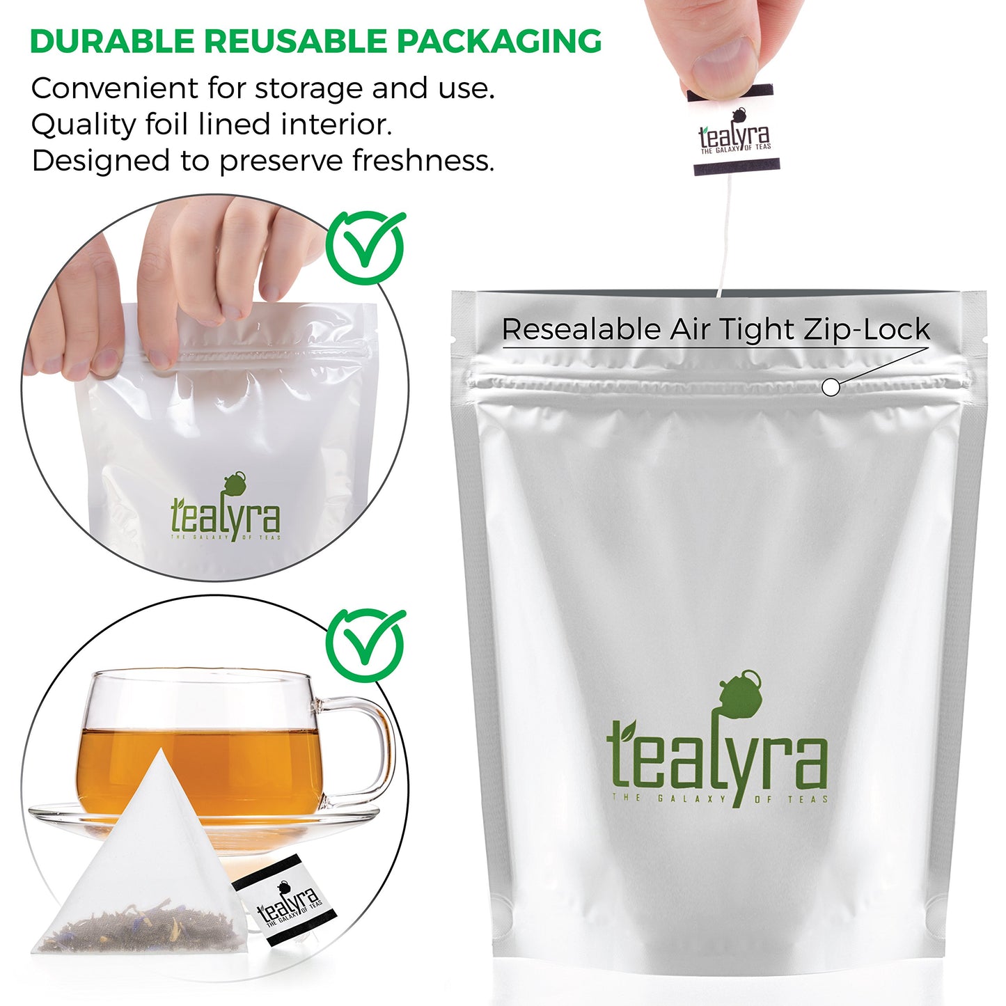 Tealyra Cream Earl Grey Tea Pyramids - Black Leaf Tea, Citrusy Vanilla Flavor, 25 Sachets, 2 Ounce