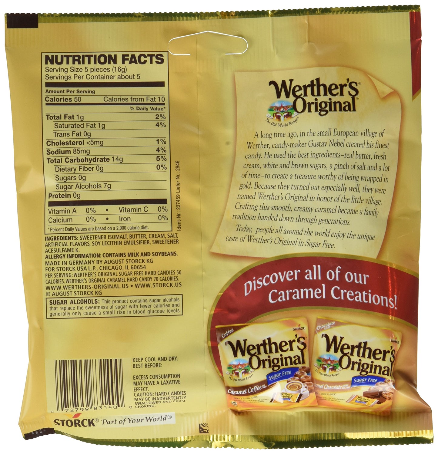 Werthers Original Sugar Free Caramel Hard Candies 12 Pack