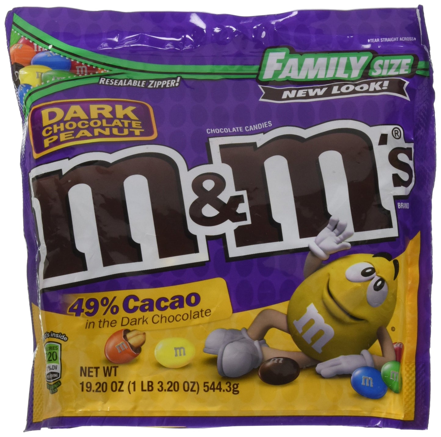 M&Ms Peanut Dark Chocolate Candy, Family Size - 19.2Oz Bag