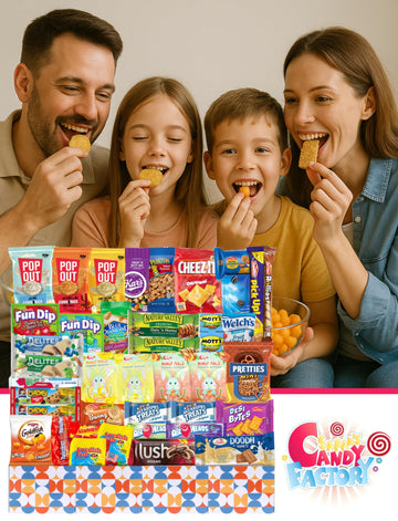 Sarahs Candy Factory Snack Variety Box - 46 Count Mixed Bars, Cookies, Chips, Candy for Office, Schools, Family