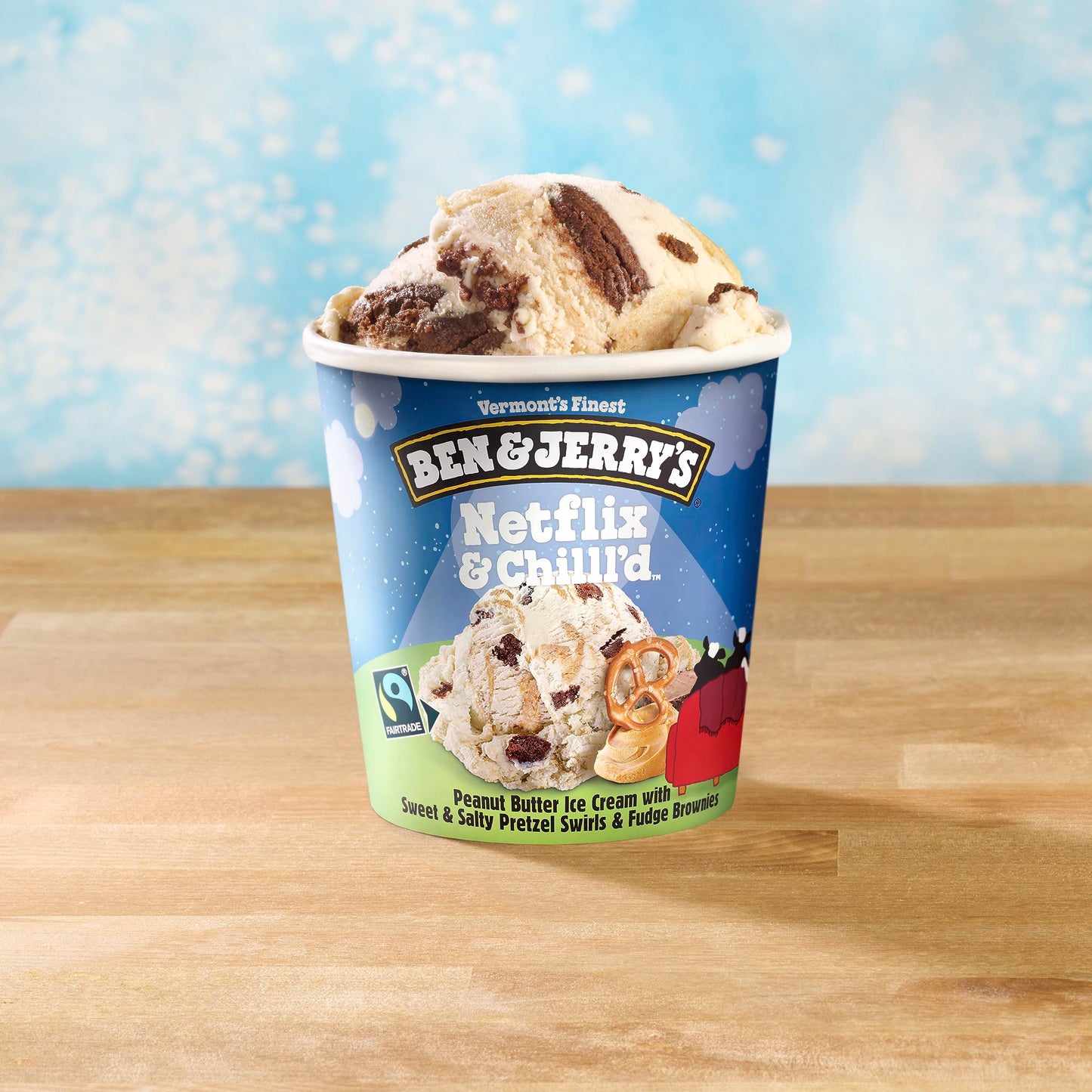 Ben & Jerrys Netflix & Chillld Peanut Butter Ice Cream Pint Non-GMO 16 oz