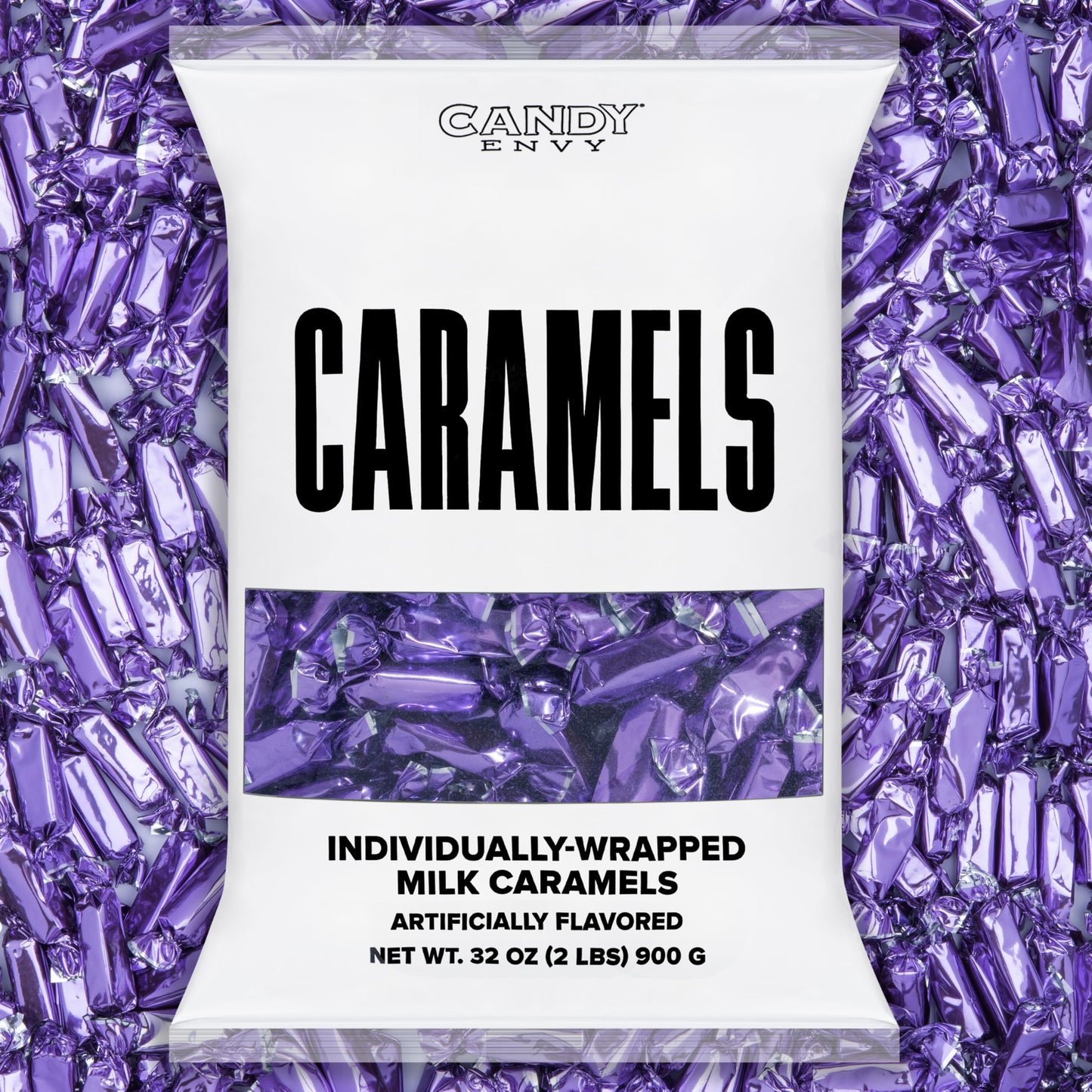 Candy Envy - Individually Wrapped Caramels - Purple Wrapper - 2 Pound Bulk Purple Candy