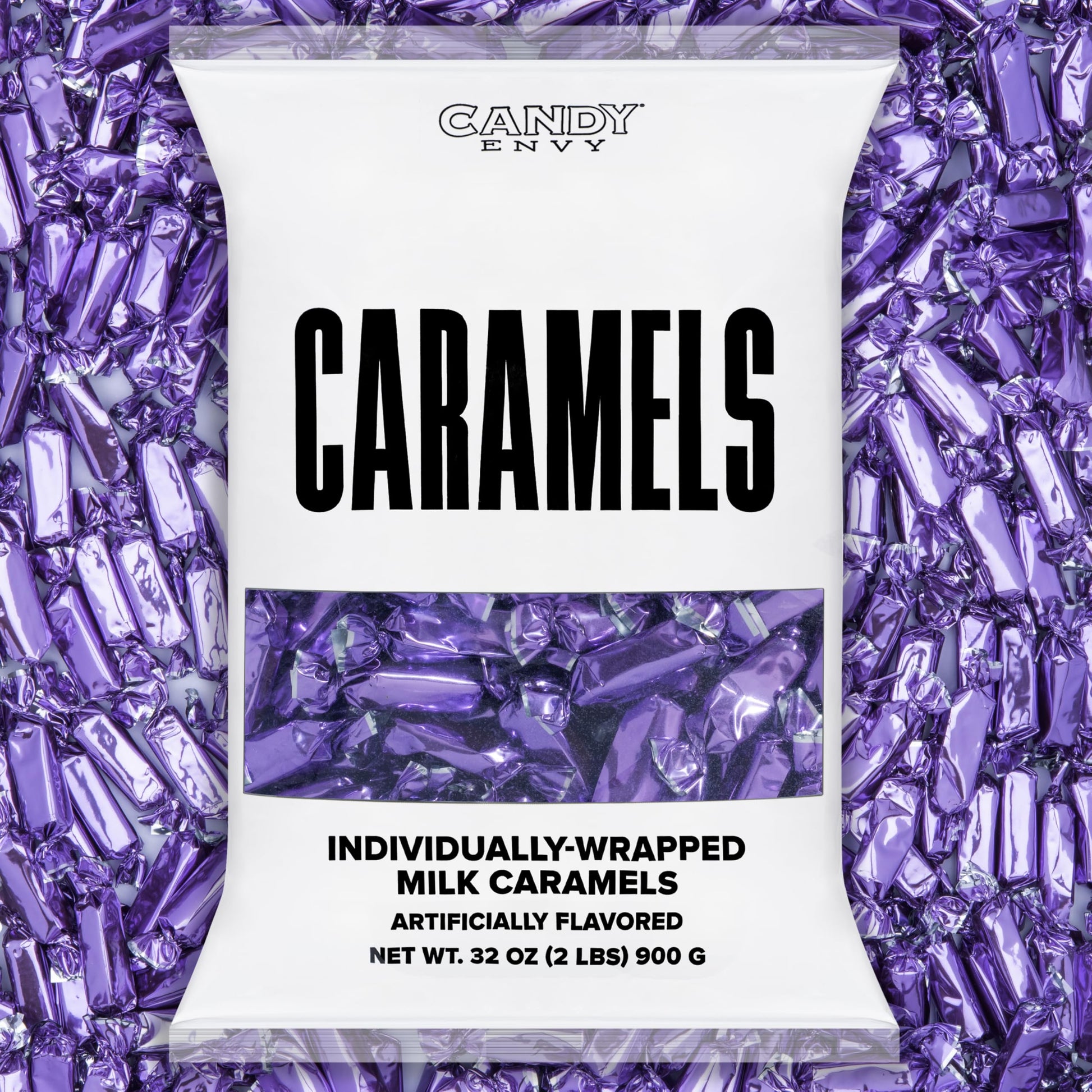 Candy Envy - Individually Wrapped Caramels - Purple Wrapper - 2 Pound Bulk Purple Candy