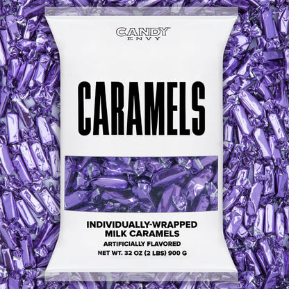Candy Envy - Individually Wrapped Caramels - Purple Wrapper - 2 Pound Bulk Purple Candy