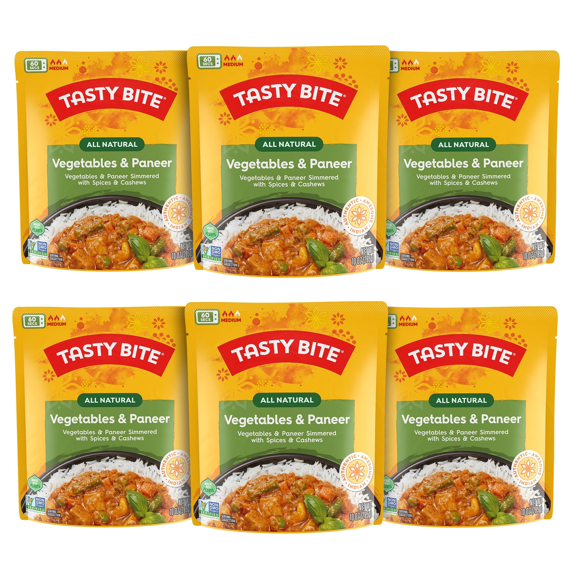 Tasty Bite Jaipur Vegetables, 10 Ounce, Pack of 6, Ready to Eat, Microwavable Entr  e with Cashews & Raisins, Vegetarian