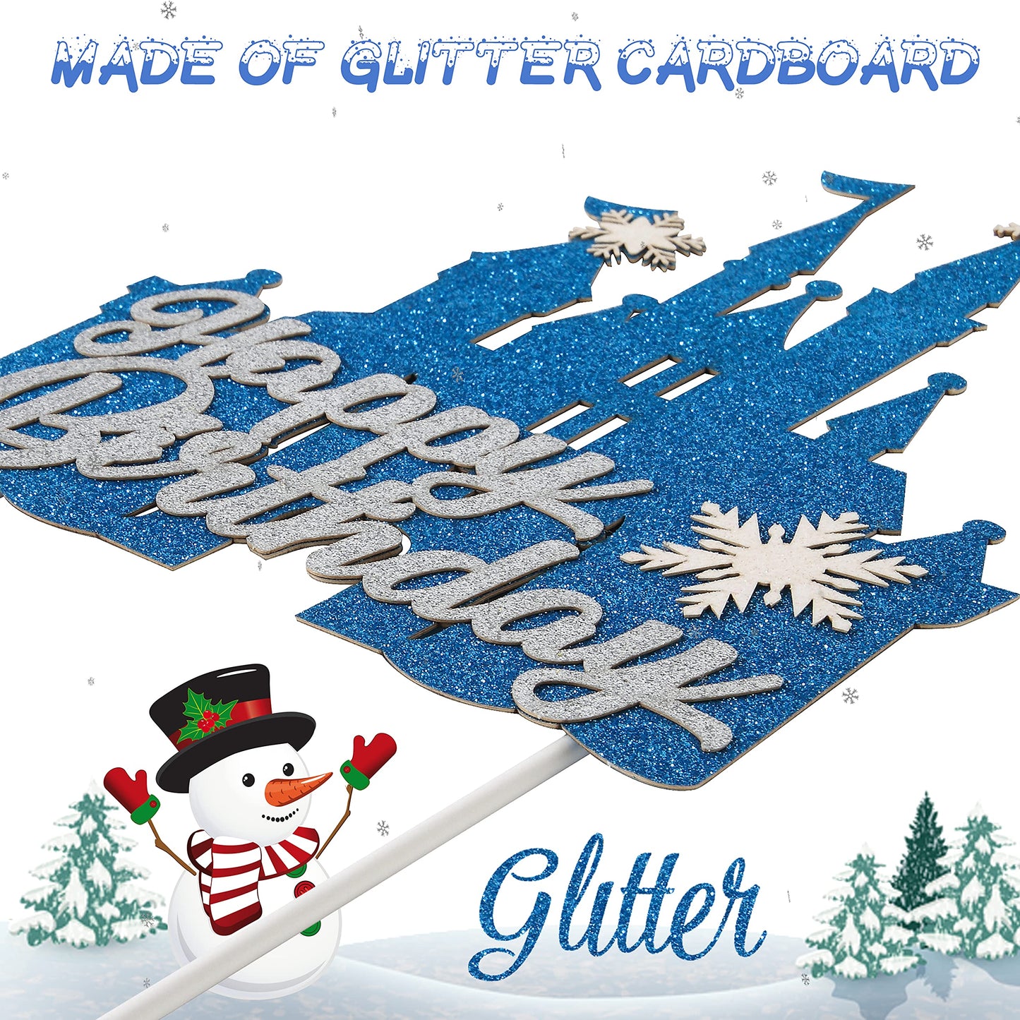 Frozen Castle Birthday Cake Topper Decoration Snowflake Frozen Theme Castle Cake Topper For Winter Wonderland Christmas Party Su
