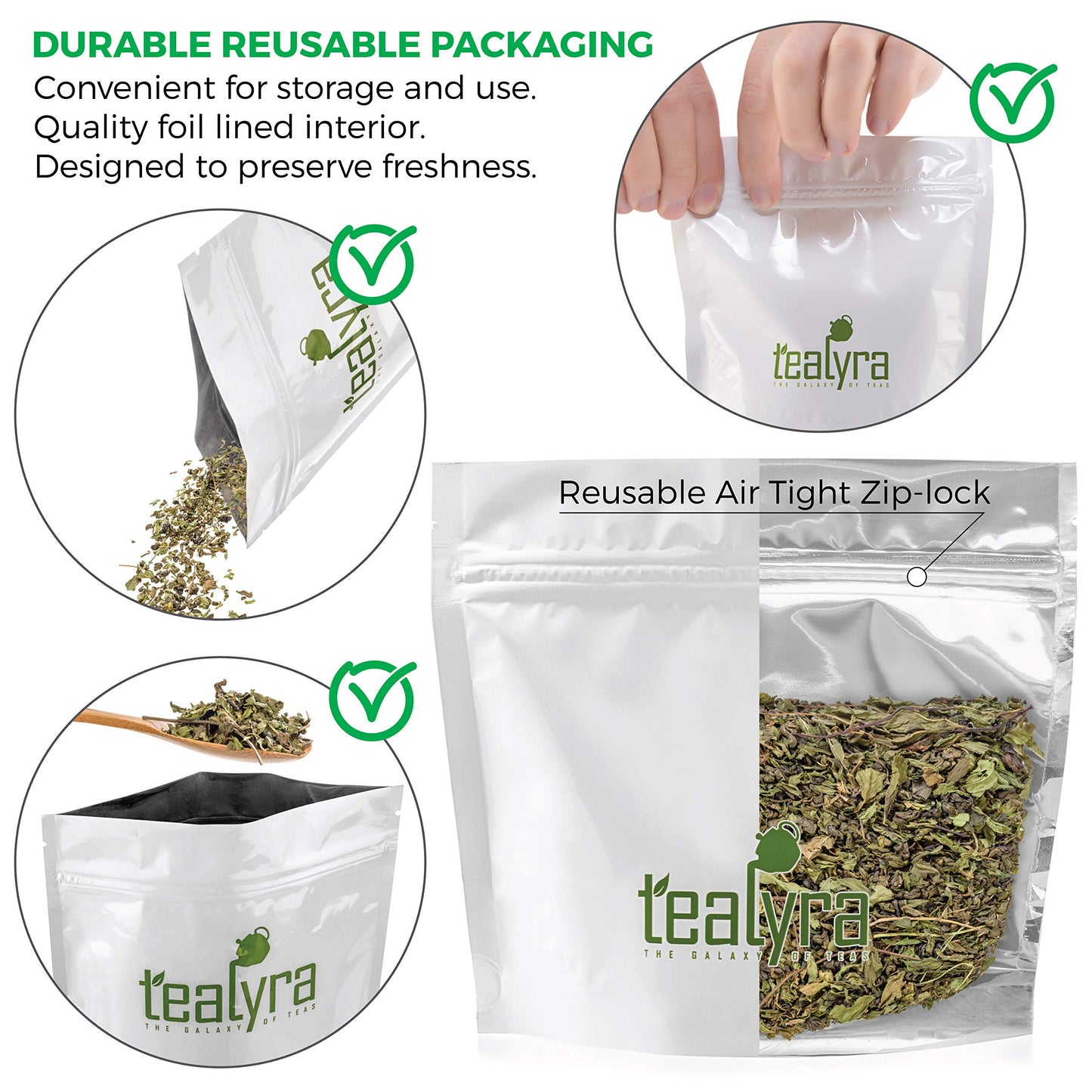 Tealyra Moroccan Mint Green Loose Leaf Tea, Low Caffeine, 110g (4oz)