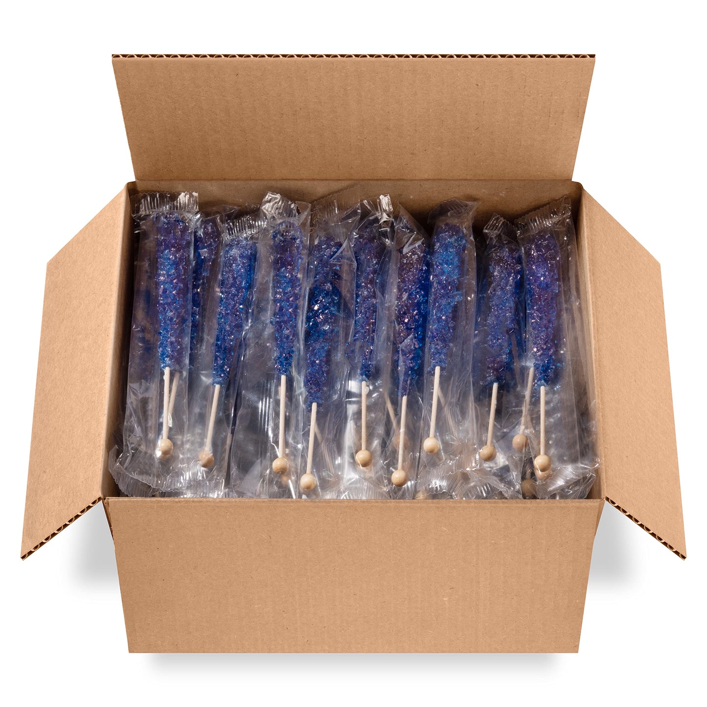 Candy Envy - Navy Blue Rock Candy Sugar Sticks - Blueberry Flavored - 144 Indiv. Wrapped