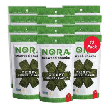 Original Crispy Seaweed Snacks By Nora, Low-Carb Healthy Snacks For Adults, Thick Nori Sheets Snack Strips, Asian Snacks, Vegan,