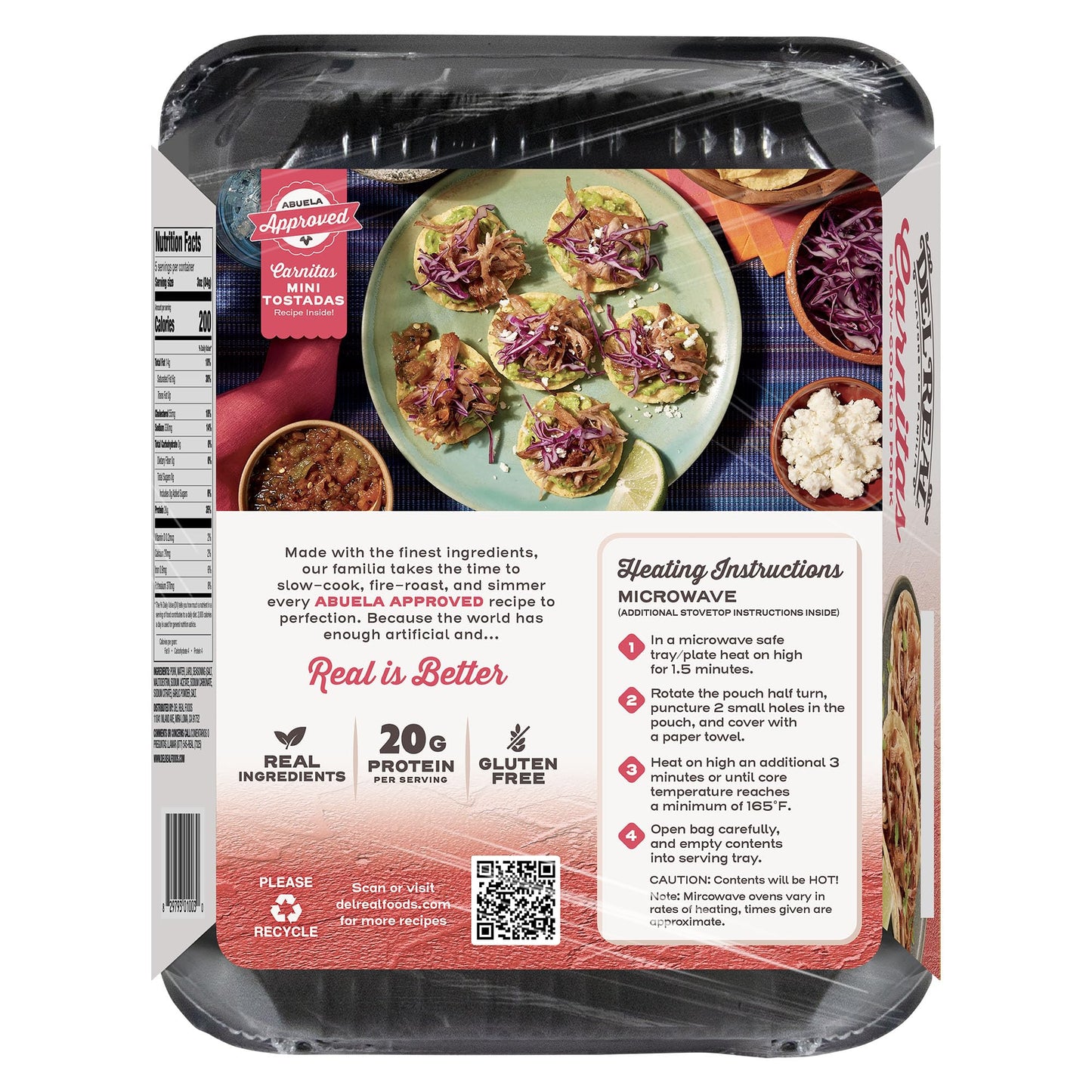 Del Real Foods Carnitas, Shredded Pork Entr  e | Fully Cooked, Heat & Serve, Microwaves in Minutes | For Tacos, Bowls & Family M