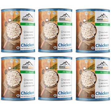 MOUNTAIN ESSENTIALS Fully Cooked Chicken, Canned White Meat, Pack of 6, 28 Oz, 5-Year Shelf Life, Made in USA