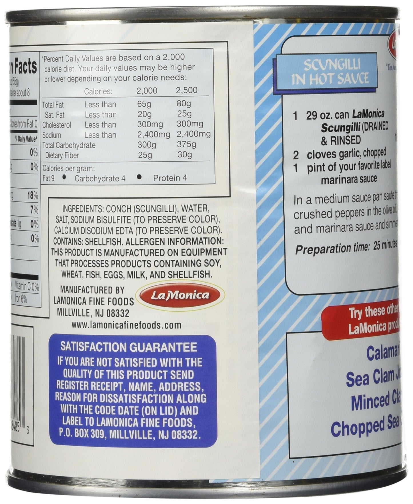 Lamonica Fine Foods Scungilli, Sliced Conch, 29-Ounce