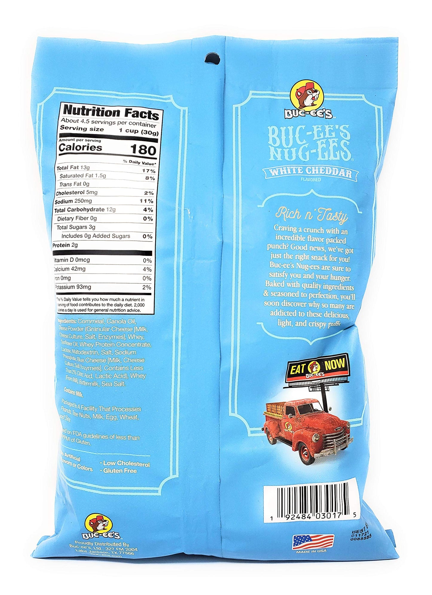 Buc-Ees Nug-Ees: White Cheddar Flavored Powdery Cheese-Flavored Beaver Nuggets Sweet Corn Puff Snacks From Texas Gluten Free 1 B